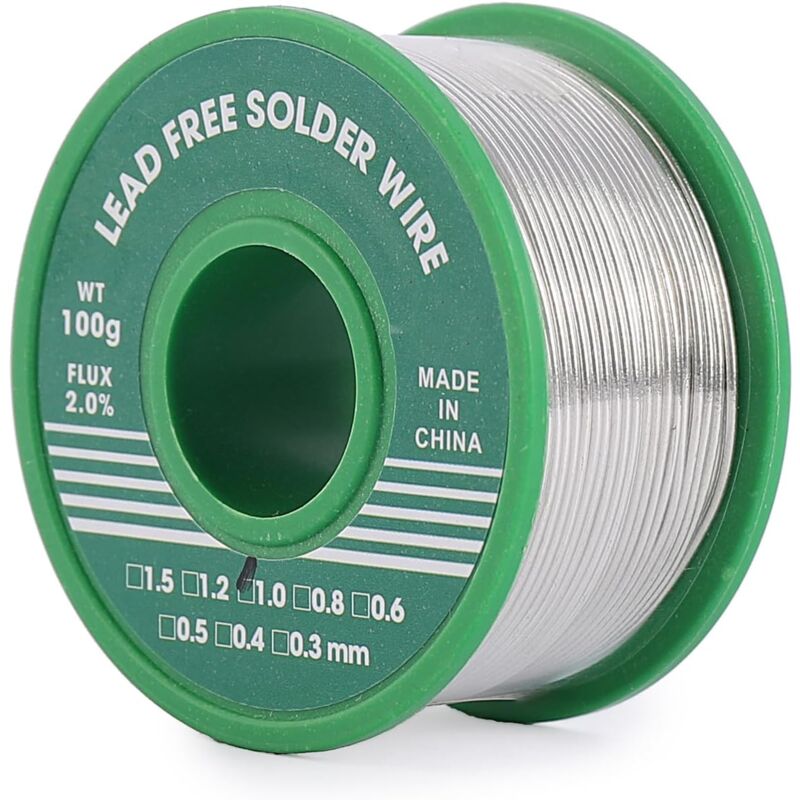 1mm Fil de Soudure Sans Plomb, 100g Fil étain Soudure, Mince à Noyau de Colophane, Sn99%-Ag0.3%-Cu0.7%, Bobine d'étain à Souder Avec Flux pour
