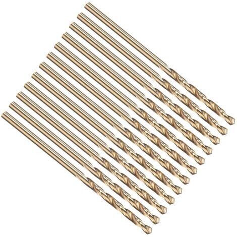 1mm Foret Hélicoïdal, Tige Droite Jobber M35 Cobalt 5% Acier Rapide 135° Finition Or, Mèche pour Métal Acier Inoxydable Dur, Forets à Métaux à Haute Dureté - Lot de 12
