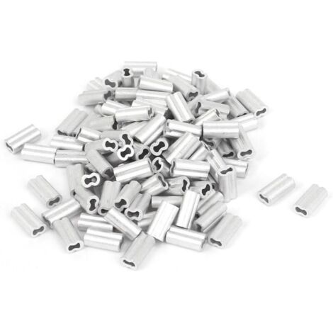 1mm Wire Rope Aluminum Sleeves Clip Fittings Loop Sleeve Cable Crimps 100pcs