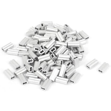 1mm Wire Rope Aluminum Sleeves Clip Fittings Loop Sleeve Cable Crimps 100pcs