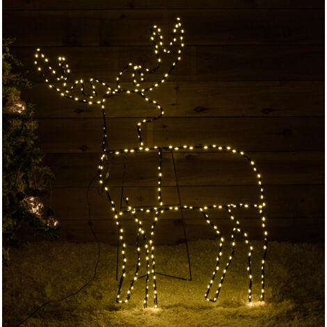 1mx80cm Light up Standing Christmas Reindeer with 292 Warm White LEDs