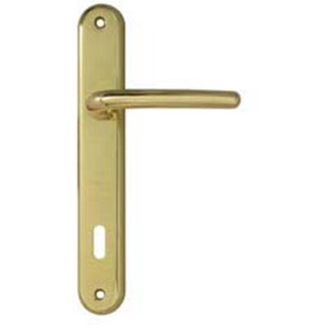 1PA MANIGLIA VEGA CON PLACCA IN ZAMA FINITURA OTTONE LUCIDO - mm.90 foro normale