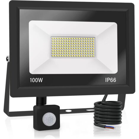 1PACK - Projecteur LED détecteur de mouvement 100W,10000LM Projecteur LED Exterieur Avec Detecteur Blanc Chaud(3000K) Imperméable IP66 Projecteur LED exterieur de sécurité pour, garage, couloir