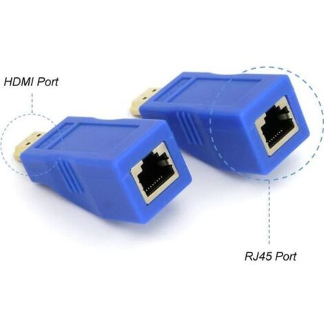 1Pair HDMI Extender Adaptateur RJ45 Signal Amplification Transmetteur Récepteur 30 mètres
