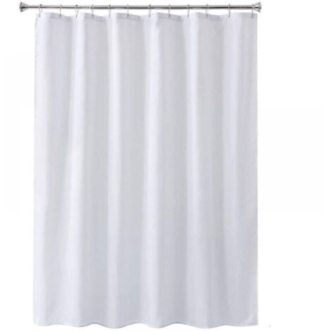 1PC 100X200CM, Weiß, Wasserdichter und schimmelresistenter weißer Duschvorhang Badezimmervorhänge mit rostfreien Ösen und Haken FLITI