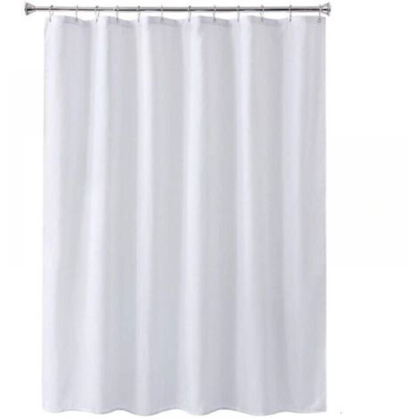 1PC 100X200CM, White, Waterproof and mildew-resistant white shower curtain bathroom curtains with rust-proof eyelets and hooks YMYNY