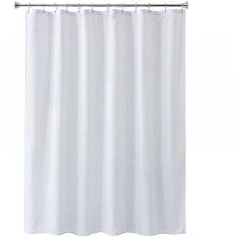 1PC 80X180CM，Blanc，Rideau de Douche Blanc imperméable et Anti-moisissure Rideaux de Salle de Bain avec œillets et Crochets Anti-Rouille