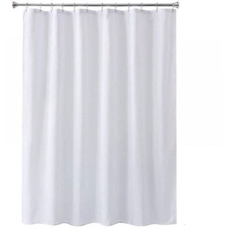 1PC 80X180CM，Blanc，Rideau de Douche Blanc imperméable et Anti-moisissure Rideaux de Salle de Bain avec œillets et Crochets Anti-Rouille