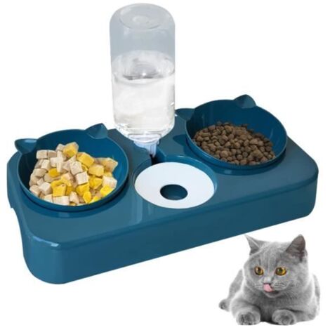 1pc Automatic Cat Water and Food Bowl, Automatic Pet Water Dispenser for Cats (Blue)