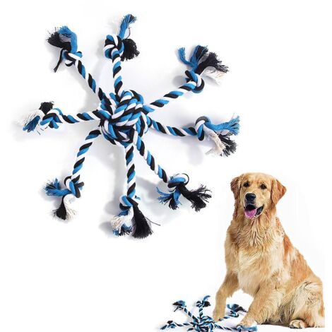 1pc Blue With Braided Ball Toy Dog Rope, Cat And Dog Teething Relief Cotton Rope Toy Supplies