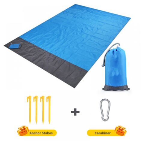 1pc （blue）Beach Mat, Extra Large 145cm x 200cm Waterproof Sandproof Picnic Blanket, Machine Washable Nylon