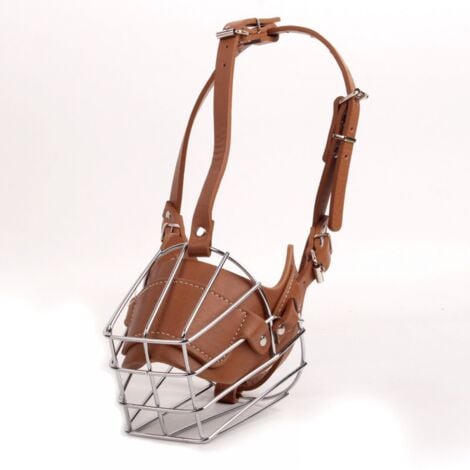 1pc Brown Super Metal Leather Muzzle for Small Dog