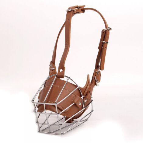 1pc brun Muselière Super Metal Muselière Muselière en cuir pour grands chiens