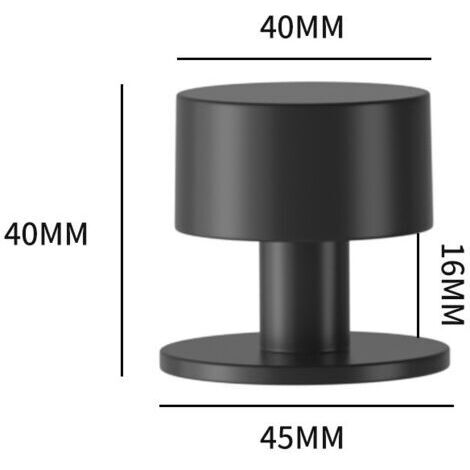 1pc Butées Porte Adhesive Acier Inoxydable Butoir Arrêts Porte Door Stoppers Avec Caoutchouc Antichoc pour Montage Mural ou au Sol（40mm, Noir）