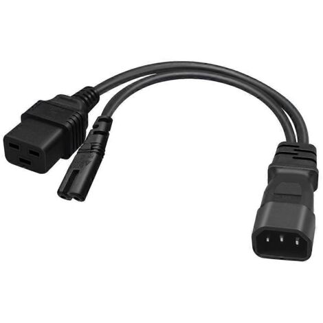 1PC Câble Adaptateur Y C14 vers C7 + C19 Court 32cm, Diviseur d'Alimentation
