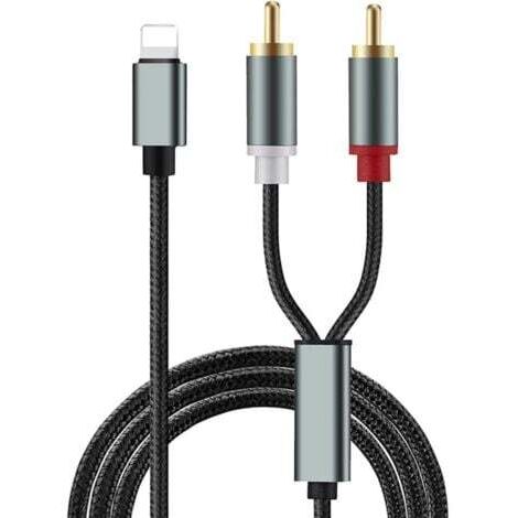 1pc Câble audio Apple vers 2RCA Lotus - Amplificateur audio de téléphone portable vers haut-parleur iPhone