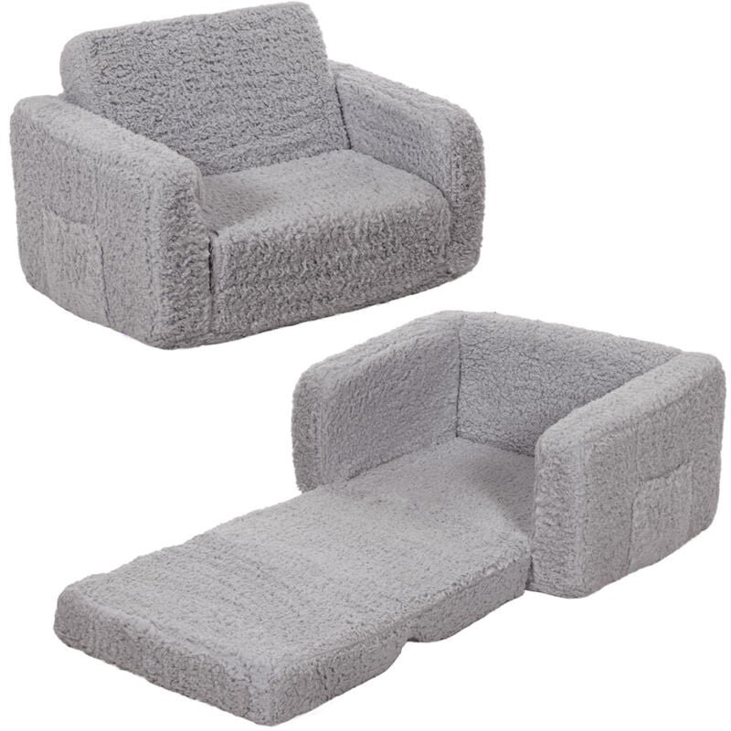 Maerex - 1pc Canapé pliable pour enfants, Canapé-lit Enfant 2 en 1 Fauteuil pour Chambre à Coucher Salle de Jeux - Gris