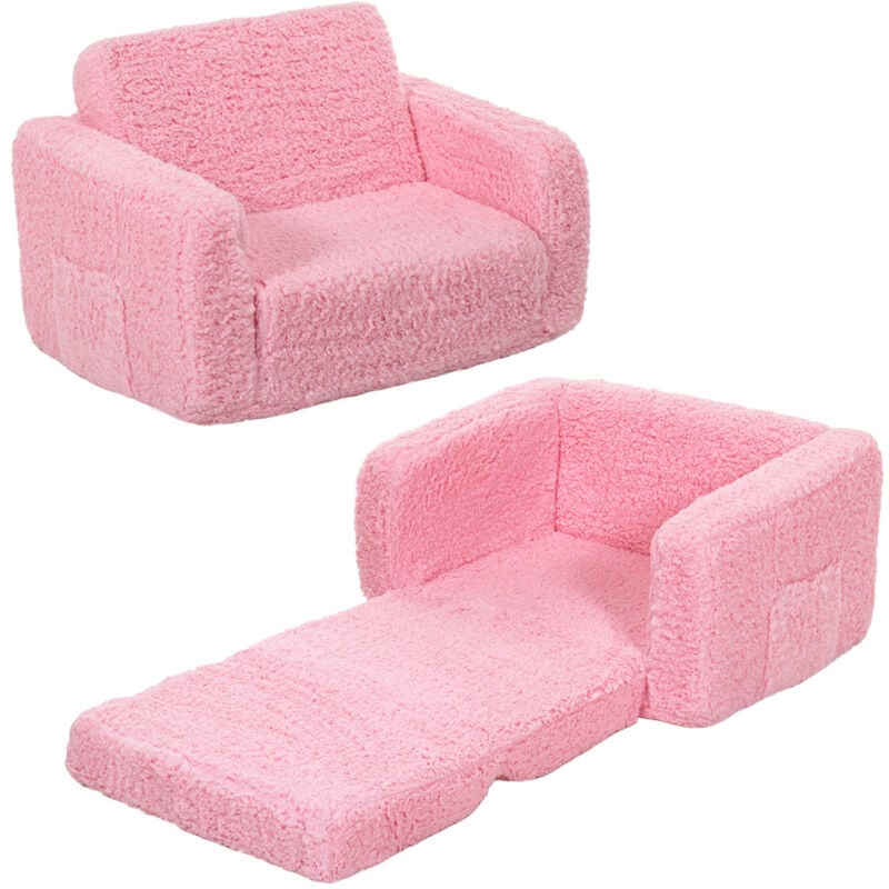 Maerex - 1pc Canapé pliable pour enfants, Canapé-lit Enfant 2 en 1 Fauteuil pour Chambre à Coucher Salle de Jeux - Rose