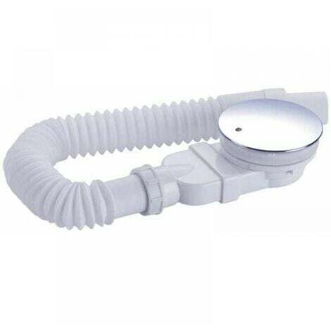 1PC Caniveau de douche 90 mm, blanc, extra plat, trou d'évacuation du receveur de douche, siphon avec système anti-odeur, filtre à cheveux, flexible, cache chromé