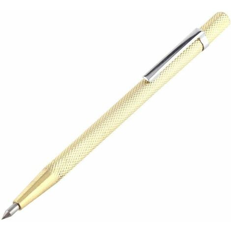 1Pc Carbide Tip Scriber Etching Pen Carve Engraver Scriber Tool for Glass/Ceramics/Metal Sheet, Portable Pocket Pen-Like Scriber with Clip and Magnet (Gold)