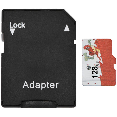 1pc Carte Mémoire Micro SD 80M/S Rapide avec Adaptateur TF pour Téléphone, Ordinateur, MP3/4 (128G)
