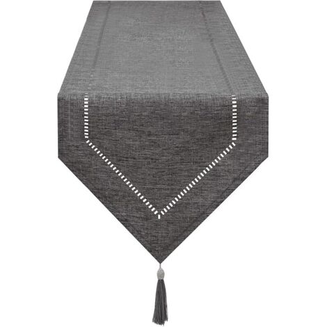 1pc Chemin de Table Lin Gris 32 x 180 cm, Chemin de Table de Haute Qualité, Chemin de Table Uni, Moderne, Facile d'entretien pour Table à Manger, Table Basse, Restaurant, Décoration