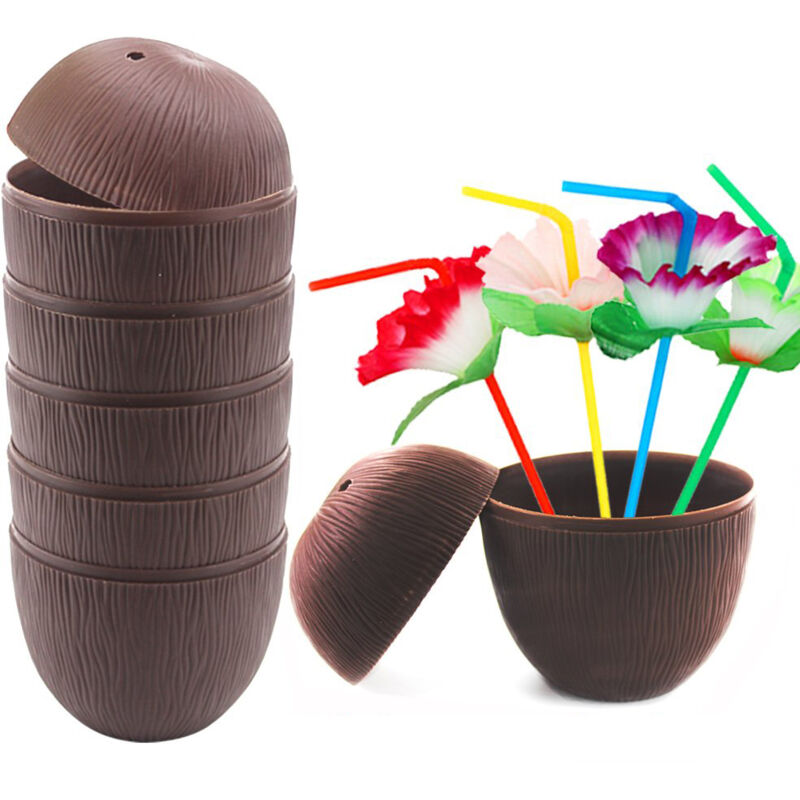 Stunacy 1pc Coconut Cup For Cocktails Hawaiian Party Plastic Drink Bottle 56g