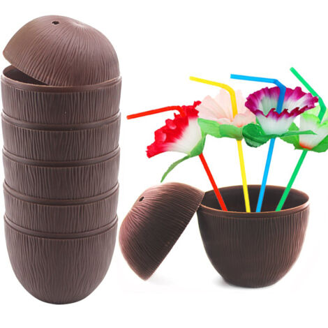 1Pc Coconut Cup for Cocktails Hawaiian Party Plastic Drink Bottle 56g