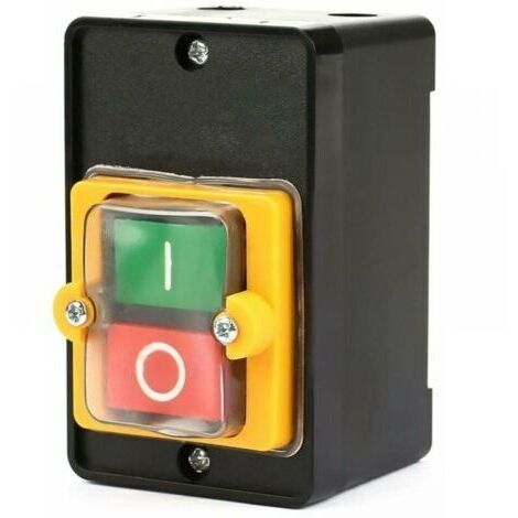 1PC Commutateur à Bouton Poussoir, Interrupteur de Commande de Puissance Étanche Monophasé/Triphasé AC220V / 380V 10A Avec Coquillage, Bouton de Commande Marche/Arrêt pour Machine-Outil