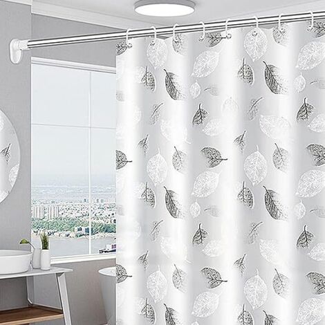 1pc Duschvorhang, Duschvorhang 180x200 cm, Anti-Schimmel Duschvorhang - Weißer Waschbarer Blättervorhang - mit 12 Vorhanghaken - für Zuhause, Hotel, Badewanne