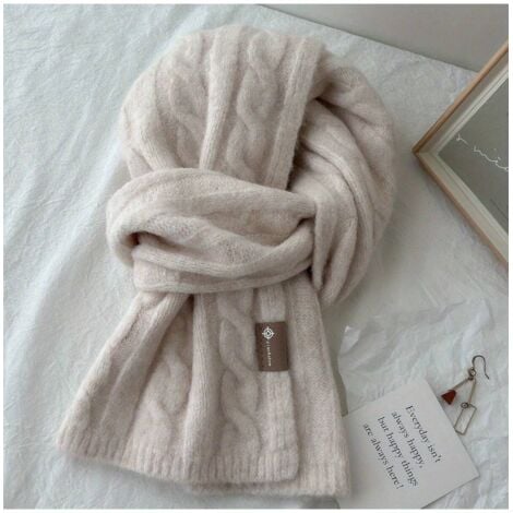 FEI YU 1pc Écharpe unisexe 100% laine tricotée - Décontractée, chaude, décorative, coupe-vent, style simple, non extensible, lavage à la main ou nettoyage à sec uniquement - Écharpe douillette pour couples p