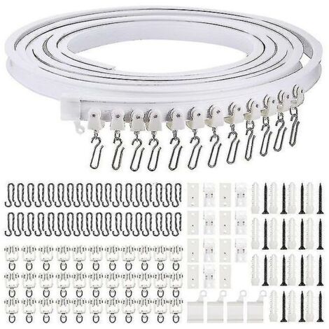 1pc ensemble de rails en acier en plastique en forme de L en forme de U Rail coulissant muet pliable avec accessoires de crochet (4m)-