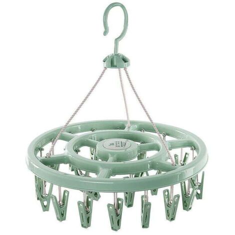 1pc Etendoir-Chaussette, Étendoir à Linge à Suspendre avec 24 Pinces, Portable Étendoir Chaussettes en Plastique, Séchoir à Chaussettes avec Crochet clips anti-Vent, pour sous-vêtements,Serviettes,ver