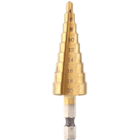 1pc Foret Étape HSS Revêtu Titane, Tige Hexagonale pour Perceuse, 4-20mm, Outils de Coupe