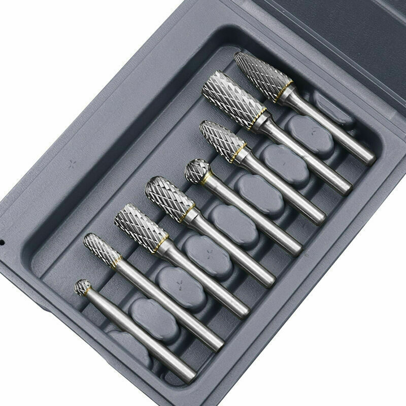 Lucky-88 - 1Pc Fraises rotatives Double Coupe Rotatives Carbure de Tungstène Die Grinder Bit 6mm Tige 12mm Tête Cylindrique de Gravure Rotatif Burres