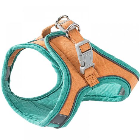 1PC Green Orange Patchwork Cat Harness and Leash (S), Comfortable Cat Walking Jacket