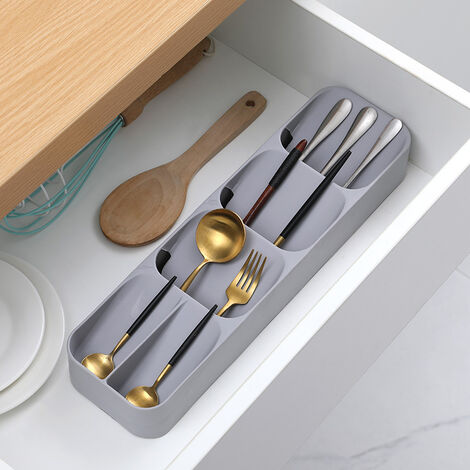 1PC gris Tiroir boîte de rangement cuisine créative vaisselle finition boîte multi-fonctionnelle classification couteau et fourchette boîte