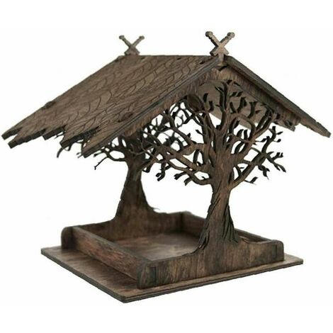 1pc Hanging Garden Bird Table Bird Feeding Station Wooden Bird Game Bird House Outdoor Garden Decoration