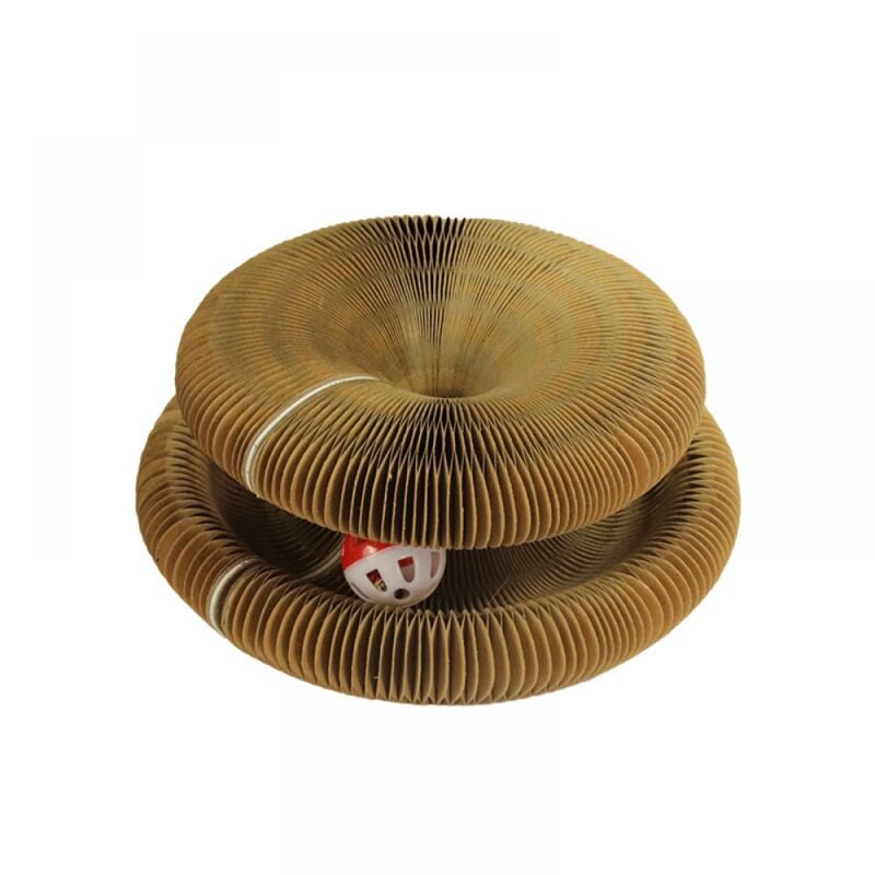 1pc Jouet pour Chat, 2 in 1 griffoir Chats Carton, Planche à gratter Pliable Magique, intéressant Jouet à gratter pour Chat avec Boule de Cloche,