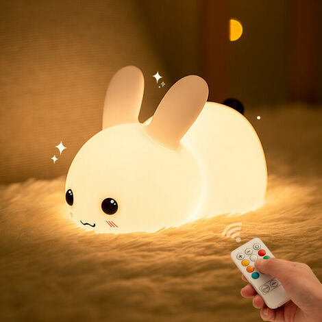 1pc Kawaii Bunny Night Lights for Kids, 7 Colors Silicone Light for Baby Room, Portable USB Rechargeable Bedside Lamp for Kid Room, Rabbit Decor