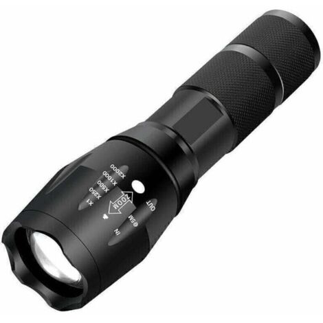 1PC Lampe Torche LED Ultra puissante XML-T6 Lampe Torche Militaire utilisable pour vélo ou randonnées et 5 Modes Dont Flash Anti-agression,Conception Antichoc