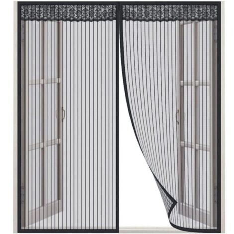 1pc Magnetische Fliegengittertür für Fenster 130x150CM Magnetischer Türvorhang Automatisches Schließen Schwarz