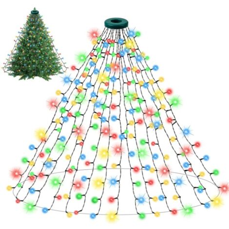 1PC multicolore 2m x 16 Lignes/400LEDs Guirlande Lumineuse Sapin, 2m x 16 Lignes/400LEDs Guirlande Sapin Décoration,Etanche Guirlande Lumineuse de Noël, avec 8 modes d'éclairage, avec Fonction mémoire