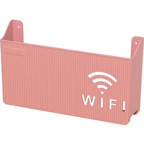 1PC mural sans fil wifi routeur étagère boîte de rangement ABS plastique boîte de rangement câble support d'alimentation organisateur boîte décoration de la maison (rose)
