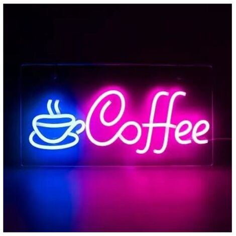 TIGREZY 1pc Neon LED coffee Néon Lettre Art Mural Enseigne Lumineuse jolie Lampe Néon pour café Bar Club Party Deco Cadeau Décoration Fête,rose