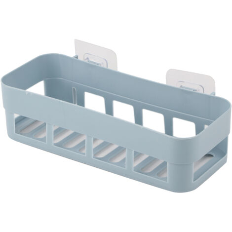 1Pc New Stick Type Bathroom Kitchen Corner Wall Storage Rack Organizer Shower Shelf (Blue)