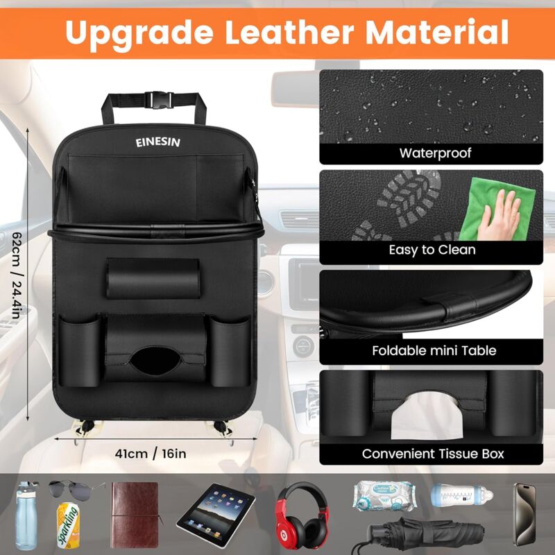 1Pc Organisateur Voiture avec Plateau pour tablette voiture siege arriere, Imperméabl Protection Siege Voiture Enfant avec table pliante, plusieurs