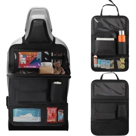 1pc Organisateur Voiture Enfant avec Plateau,Protection Siege Voiture Rangement Auto avec Poches pour Jouets Bouteilles Tablette