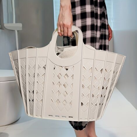 1pc Panier à linge pliable et empilable de grande capacité avec poignée - Panier à linge adapté pour jouets, vêtements, rangement salle de bain - Organisateur portable gain de place
