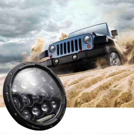1pc Phare Avant LED 7 Pouces Rond Remplacement Pour Jeep Wrangler JK LJ TJ CJ Motos